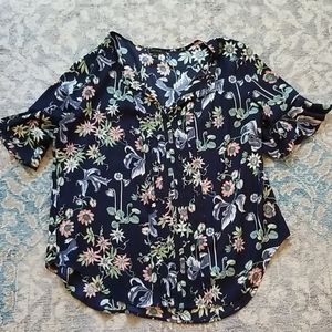 Navy Floral Top